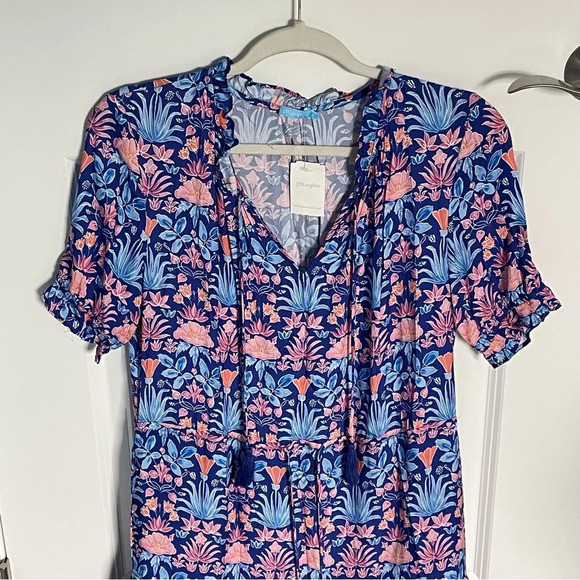 J. McLaughlin Blue and Pink Floral Midi Dress - Picture 3 of 16